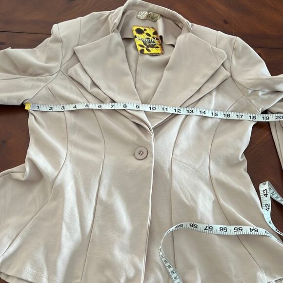 Hybrid & Company Beige Khaki Stretch Blazer Jacket Woman Size Large - Picture 9 of 10